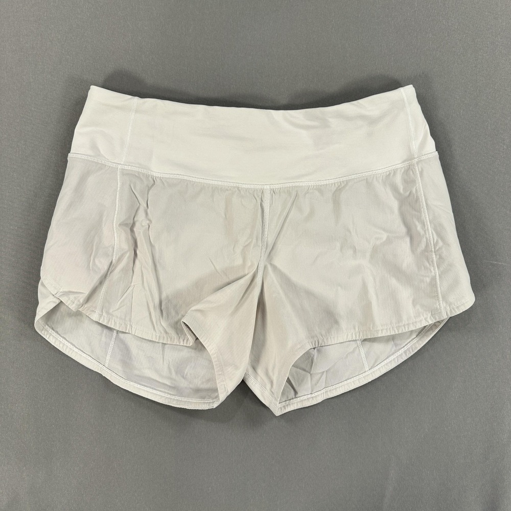 Lululemon Shorts Womens 6 Tall White 4 Inseam Lined Running Zip Pocket Athletic